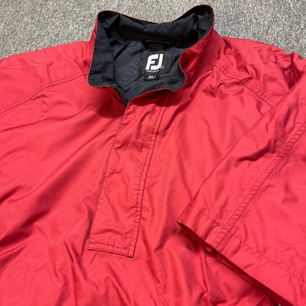 FootJoy DryJoys Mens Red Black Short Sleeve Golf Windshirt Pullover Jacket XL